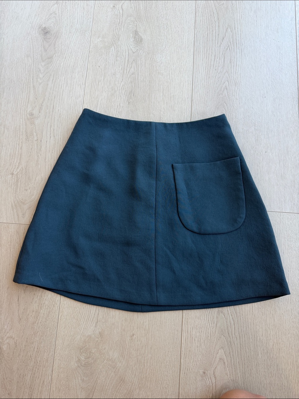 Wilfred Teal A-Line Mini Skirt with Front Patch Pocket